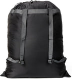 Laundry Bag Backpack, 27” x 34”Sturdy Laundry Bag with Shoulder Straps Drawstring Closure Heavy Duty Foldable Laundry Backpack for College, Travel, Laundromat, Apartment (black)