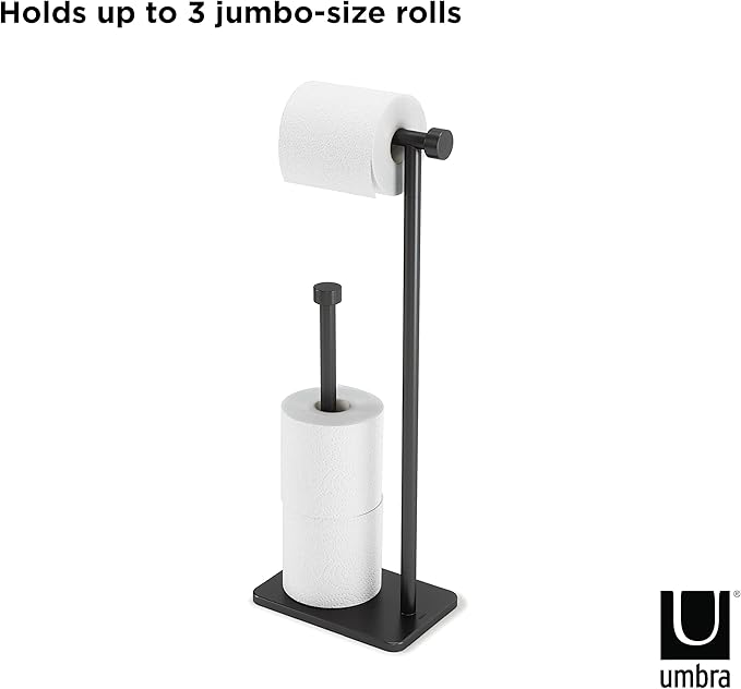Umbra Cappa Toilet Paper Holder & Reserve, Black