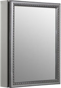 Kohler CB-CLW2026SS Aluminum Bathroom Medicine Cabinet with Mirror, Decorative Silver Framed Mirror Door, Adjustable Shelves, Rectangular Frame, 20 in. W x 26 in. H