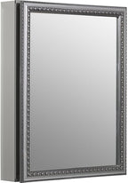 Kohler CB-CLW2026SS Aluminum Bathroom Medicine Cabinet with Mirror, Decorative Silver Framed Mirror Door, Adjustable Shelves, Rectangular Frame, 20 in. W x 26 in. H