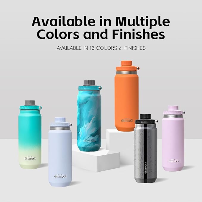 Greylock 20 oz Insulated Water Bottle with Straw Lid, Reusable Stainless Steel Sports Water Bottles with Foldable Handle, Leak Proof, Double-Wall Vacuum Insulation, 24 Hours Cold(Tangerine)