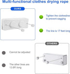 17Ft Retractable Clothesline Indoor/Outdoor, Comes with 30 clothespins, Anti-Sag for Drying Clothes line retracting Indoor/Outdoor, Dual-Line with Each Line 17Ft Long Laundry line Retractable