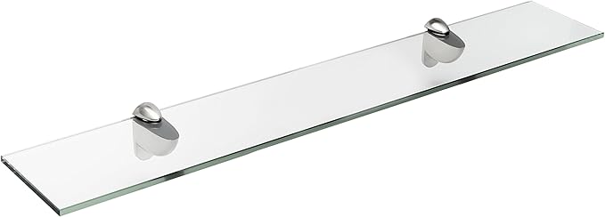 Spancraft Glass H-6x18-Brushed Steel Heron Glass Shelf, Brushed Steel, 6" x 18"
