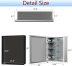 28x28 inch Medicine Cabinet Mirror with Storage, Aluminum Surface Mount or Recessed Medicine Cabinet with Adjustable Shelves for Bathroom Bedroom