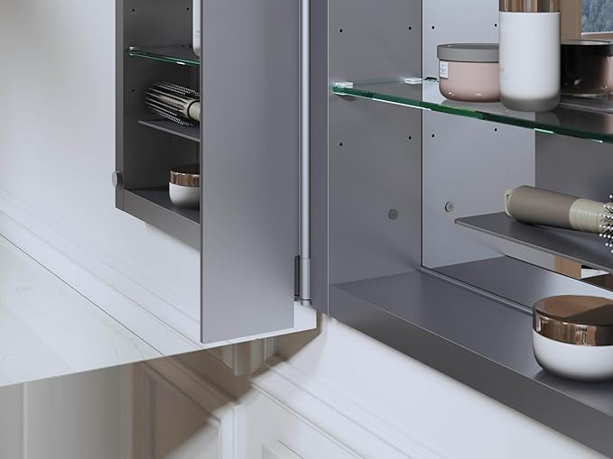 Kohler 36540-CPL Verdera® Medicine Cabinet Mirror, Arched Design, Left-Hinged, Mirrored Interior, Adjustable Shelves, Rustproof, 20 in. W x 34 in. H, Polished Chrome