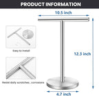 T-Shape Bath Hand Towel Holder Stand, Stainless Steel Free Standing Hand Towel Rack, for Bathroom Kitchen & Countertop, Silver, 2 Pack