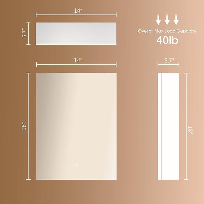18x14 inch Bathroom Wall Cabinet, Saver Storage Cabinet, Medicine Cabinet with 1 Door and Adjustable Shelves, White（Assembly Required）