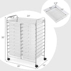 GOFLAME 20-Drawer Rolling Storage Cart, Multifunctional Art Craft Organizer Cart, Mobile Utility Storage Cart with Removable Drawers & Lockable Wheels, Craft Cart for Home Office School, Clear