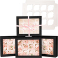 Bakepacker 12 Cupcake Containers 10-Packs Black Cupcake Box Cupcakes Carrier, 12 Cupcake Boxes with Window 13"x10"x3.5"（Auto-pop up）