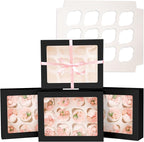 Bakepacker 12 Cupcake Containers 10-Packs Black Cupcake Box Cupcakes Carrier, 12 Cupcake Boxes with Window 13"x10"x3.5"（Auto-pop up）