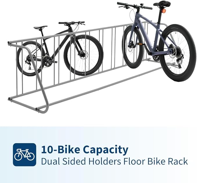 Commercial Grid Bike Rack for 10 Bikes, Single-Side, Heavy Duty Steel Bike Stand Floor, Outdoor Metal Stand Bicycle Parking Rack for Garage, Street, Retail, School, Yard, Bicycle Shop