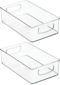 mDesign Small Plastic Bathroom Storage Container Bins with Handles for Organization in Closet, Cabinet, Vanity or Cupboard Shelf, Accessory Organizer - Ligne Collection - 2 Pack - Clear