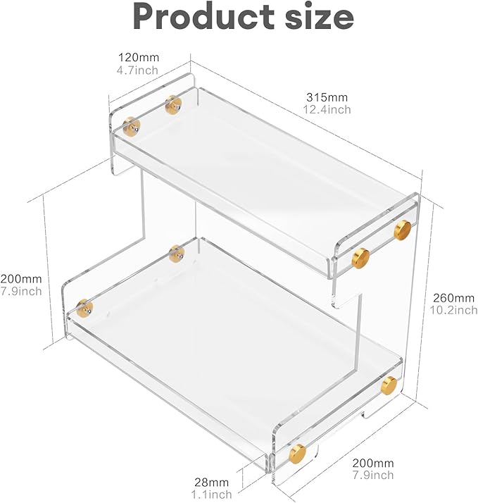 FFK 2 Tier Bathroom Countertop Organizer, Storage Shelf for Cosmetics, Ideal for Cabinet, Pantry, and Desktop, for Kitchen and Office