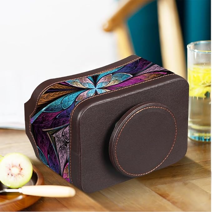 Fanousy 360° Rotating Remote Control Holder, PU Leather TV Remote Caddy Organizer Basket Storage Box with 5 Compartments for Pen, Pencil, Art Supplies, Makeup Brush, Office Desk Table Accessories