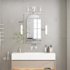 Recessed Medicine Cabinet Mirrors for Bathroom,Arched Medicine Cabinet with Mirror,Metal Edge Bathroom Mirror with Storage,Brushed Nickel Mirrored Cabinet,Open from Left to Right,16x31