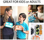 Small Snack Containers for Kids Toddlers - 3 Compartments (Set of 2) - Leak-proof Reusable Snack Boxes with Lids - BPA-Free Mini Bento Lunch Box - Ideal for School, Daycare Holds 2 Cups (Coral + Blue)