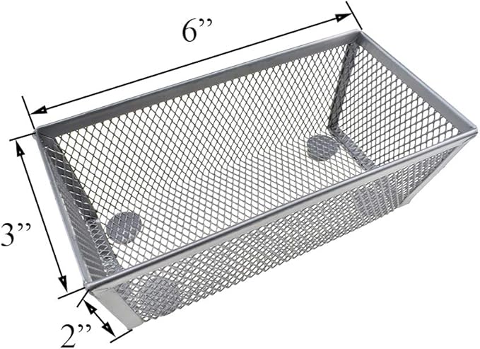 HAHIYO Stackable Mesh Tray Cup 6 x 3 x 2 inches Sturdy Container for Desk Drawer Organizer Collection for Home Office School kitchen Soft Foam Feet No Sharp Edges 2 Pack Silver