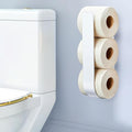 Toilet Paper Storage Wall Mount, Over The Tank Extra Toilet Paper Holder for 3 Rolls Tissue, Metal Tissue Roll Storage Stand for Bathroom, RV Adhesive Loo Roll Holder (White)