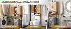 Over The Toilet Storage Cabinet with 2-Door Design Bathroom Organizers and Storage with Anti-Tip Device Over Toilet Organizer with Shelves for Bathroom,Restroom,Laundry Natural