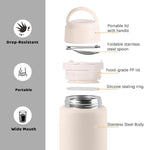 Thermo for Hot & Cold Food, 17oz Insulated Food Jar with Handle Spoon, Thermal Lunch Container, 316 Stainless Steel Lunch Box for Men Women, Keeps food Hot for 12 Hours or Cold for 24 Hours(White-S)