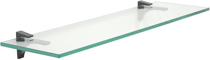Clear Floating Glass Shelf 10" X 21" in Black