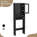Walsunny Over Toilet Storage Cabinet, BathroomShelf Organizer Over Toilet, Washing Machine Box, Space Saver with Adjustable Decorative Racks（Black）