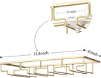 Wine Glass Rack - Under Cabinet Stemware Wine Glass Holder Glasses Storage Hanger 2 Pack Metal Organizer for Bar Kitchen 4 Rows Gold