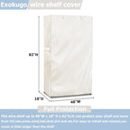 Wire Shelf Cover,600D Heavy Duty 100% Waterproof Shelf Covers for Wire Shelving,Outdoor Storage Shelves Cover for Metal Rack,48" W x 18" D x 82" H,Beige