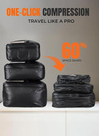 Vacuum Bags for Travel with Wireless Pump, 180° Open Zipper, IP67 Waterproof, Reusable Space Saver Compression Bags for Backpack, Suitcase, Home Storage(2 Pack + Pump)