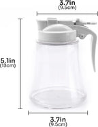 12 Oz Syrup Dispenser – No-Drip Pourers for Maple Syrup, Oil Dispenser Bottle with Non-Slip Handle, Honey Jar & Sirop Container, Reusable Syrup Bottle for Kitchen (Gray)