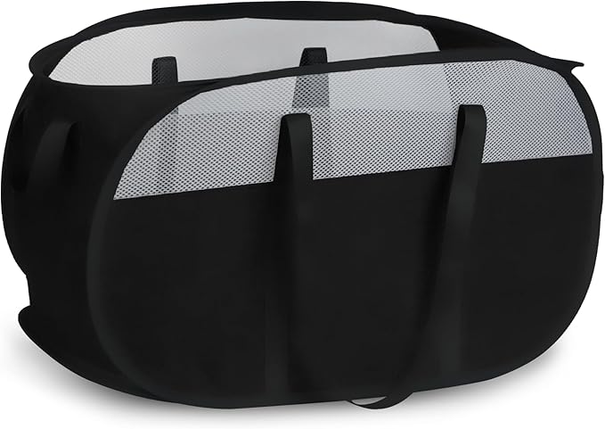100L Collapsible Laundry Baskets, Tear Proof Pop Up Laundry Hamper with Dual Handles, Large Foldable Laundry Basket, Easy to Carry Laundry Hamper for Home, Laundry Room, Bedroom, Dorm, Travel Black