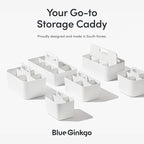 BLUE GINKGO Small Stackable Organizer Caddy – Korean-Made Portable Tote for Bathroom, Office, Crafts, or School Supplies (Square, White)