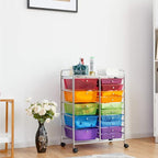 Giantex 15 Drawer Rolling Storage Cart Tools Scrapbook Paper Office School Organizer, Multicolor