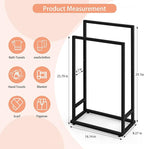 Freestanding Towel Rack 2 Tier Towel Holder Stand Small Hand Towel Drying Rack Black Towel Blanket Racks for Bathroom Laundry Room Bedroom Pool (Matte Black)