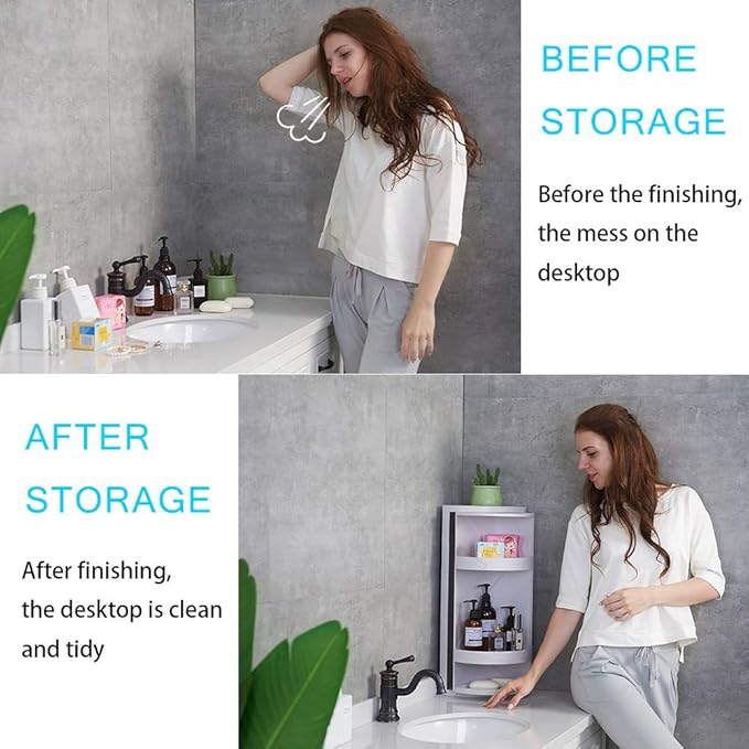 Multifunction Bathroom Kitchen Corner Locker Cosmetic Storage Rack Cabinet Storage Shelf Rotating Triangle Shelf