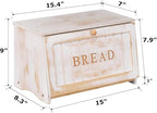 HOMEKOKO Vintage Large Wood Bread Box for Kitchen Counter, Retro Design Single Layer Bamboo Large Capacity Food Storage Bin (White)