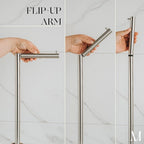 MARMOLUX ACC Free Standing Brushed Nickel Toilet Paper Holder Stand - 4 Jumbo Roll Bathroom Hardware - Standing Toilet Paper Holder - Stainless Steel Toilet Paper Stand - Brushed Steel/Black Marble