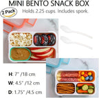 Small Snack Containers for Kids Toddlers - 3 Compartments (Set of 2) - Leak-proof Reusable Snack Boxes with Lids - BPA-Free Mini Bento Lunch Box - Ideal for School, Daycare Holds 2 Cups (Coral + Blue)