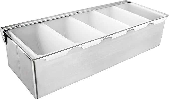 New Star Foodservice 48032 Stainless Steel Condiment Dispenser with 5 Compartments (No Ice Tray)