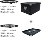 GUOZI Collapsible Storage Box, Decorative Memory Box with Lid & Metal Reinforced Corners, Organizer Gift Box for Keepsake Toy Photos Office Nursery Wardrobe Bookshelf (2Pcs-Black, 35 * 25 * 17.5cm)