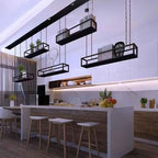 Metal Ceiling Plant Shelf with Ceiling Iron Chain Ceiling Mounted Storage Racks/Shelving for Bars Restaurants Kitchens - Decor Stand/Floating Organizer Shelves(140x25x15cm)