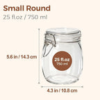 ComSaf 6-Pack 25oz Round Glass Mason Jars with Lids, Airtight Canning Jars for Preserving & Pickling, Multi-Purpose Storage Containers for Kitchen, Bathroom & Laundry, Ideal Housewarming Gift Set