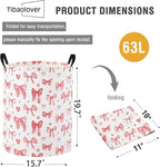Baby Laundry Basket Baby Nursery Hamper Kids Laundry Basket Toy Storage Bin for Boys Room Decor Gift Baskets for Bedroom Bathroom(Heart Bowknot)