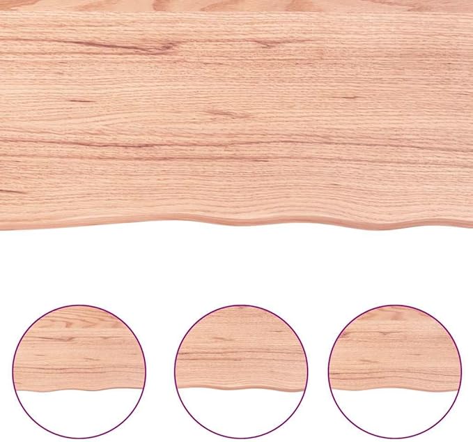 vidaXL Solid Wood Bathroom Countertop, Versatile Light Brown Oak Top for Bathroom Vanity or Desk, Handmade Live Edge