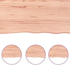 vidaXL Solid Wood Bathroom Countertop, Versatile Light Brown Oak Top for Bathroom Vanity or Desk, Handmade Live Edge