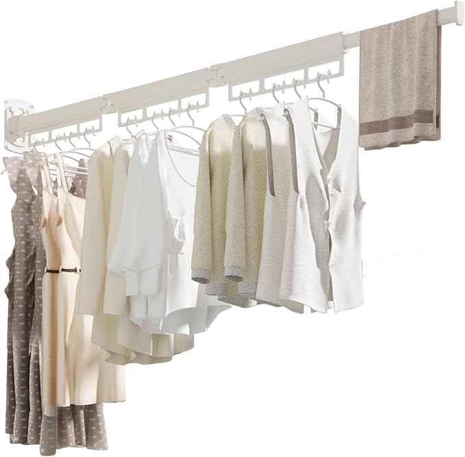 The Gospel of Tiny Homes!Clothes Drying Racks Wall Mounted,Foldable,Space-Saving Laundry Solution for Apartments and Bathrooms,Durable Metal Design (White)