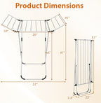 Tangkula Aluminum Clothes Drying Rack, Folding Laundry Rack with Sturdy Frame, Foldable Wings & 14 Drying Poles, Space-Saving, Freestanding Drying Rack for Indoor & Outdoor Use