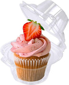 200 Pack Individual Cupcake Containers Plastic Cupcake Boxes Cupcake Holders Stackable Deep Dome Cupcake Carrier
