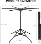4-Leg Clothes Drying Rack with 6 Adjustable Poles, 20 Windproof Hooks and 2 Sock Clips Foldable Laundry Drying Rack, Space-Saving Indoor/Outdoor Clothes No-Installation Drying Stand, Black
