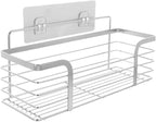 Punch-Free Storage Rack with Non-Marking Stickers Bathroom Wall Mounted Organizer Shelf 9.84X4.33X3.74 Inch Space Saving Stainless Steel Shelf for Kitchen and Bathroom